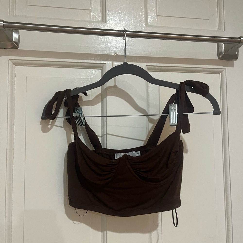 Adika Chocolate Brown Corset Crop Top